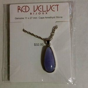 Genuine Amethyst and Silver Necklace In Package New